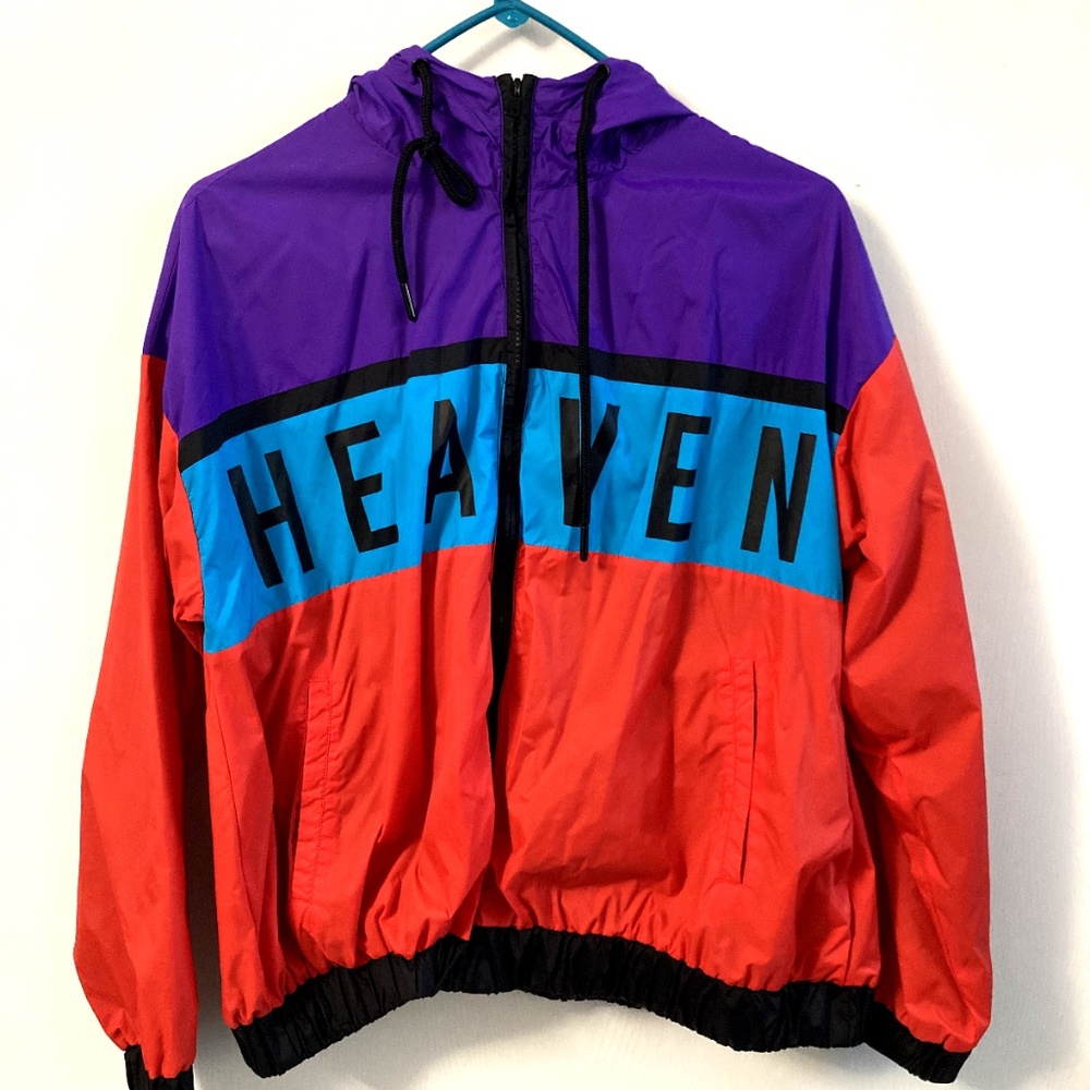 'HEAVEN' Colorblock Windbreaker Jacket from Forever 21